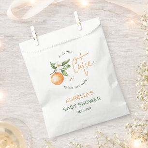 Orange Citrus Little Cutie On The Way Baby Shower Favour Bag