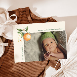 Orange Citrus Little Cutie Thank You Baby Announcement
