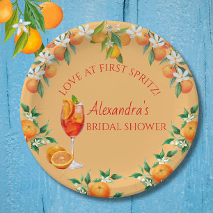 Orange Citrus Love at First Spritz Bridal Shower  Paper Plate