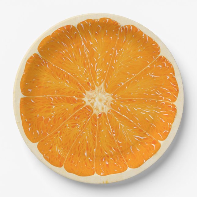 Orange citrus paper plate (Front)