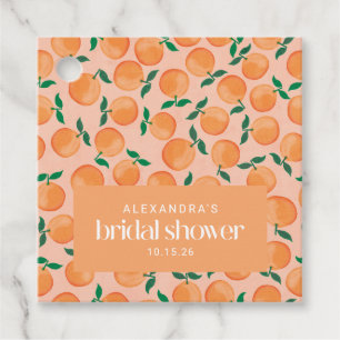 Orange Citrus Pattern Personalized Bridal Shower Favour Tags