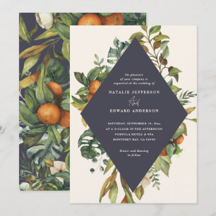 Orange citrus plum watercolor botanical wedding