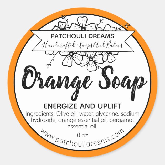 Orange Citrus Scented Handmade Soap Classic Round Sticker (Front)