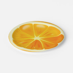 Orange Citrus Slice on Paper Plates