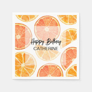 Orange Citrus Slice Summer Birthday Napkin