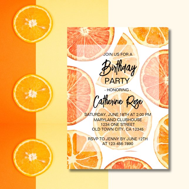 Orange Citrus Slice Summer Birthday Party  Invitation (Creator Uploaded)