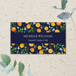 Orange Citrus Summer Floral Botanical Pattern Business Card