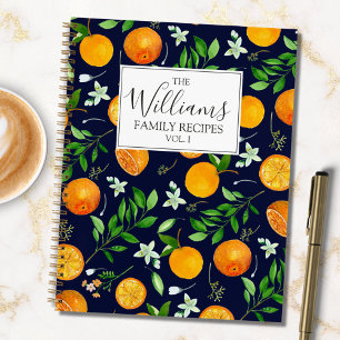 Orange Citrus Summer Floral Botanical Recipe Book