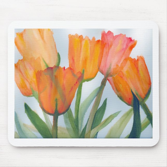 Orange Citrus Tulips Mouse Pad (Front)
