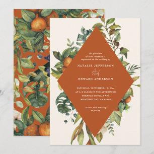 Orange citrus watercolor botanical wedding