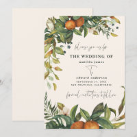 Orange citrus watercolor botanical wedding