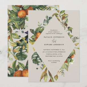 Orange citrus watercolor botanical wedding