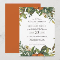 Orange citrus watercolor botanical wedding
