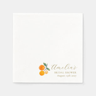Orange Citrus Watercolor Bridal Brunch Custom Napkin