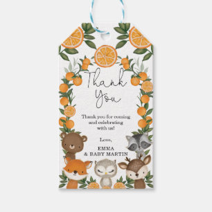 Orange Citrus Woodland Summer Baby Shower Favours Gift Tags