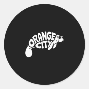 Orange City Manatee Orlando Florida Cute Vacation Classic Round Sticker