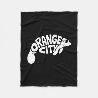 Orange City Manatee Orlando Florida Cute Vacation Fleece Blanket