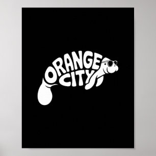 Orange City Manatee Orlando Florida Cute Vacation  Poster