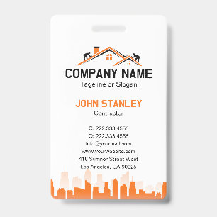 Orange Cityscape Home Builder Construction Badge
