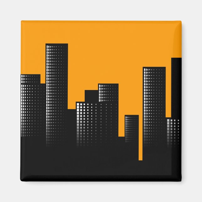 orange cityscape magnet (Front)