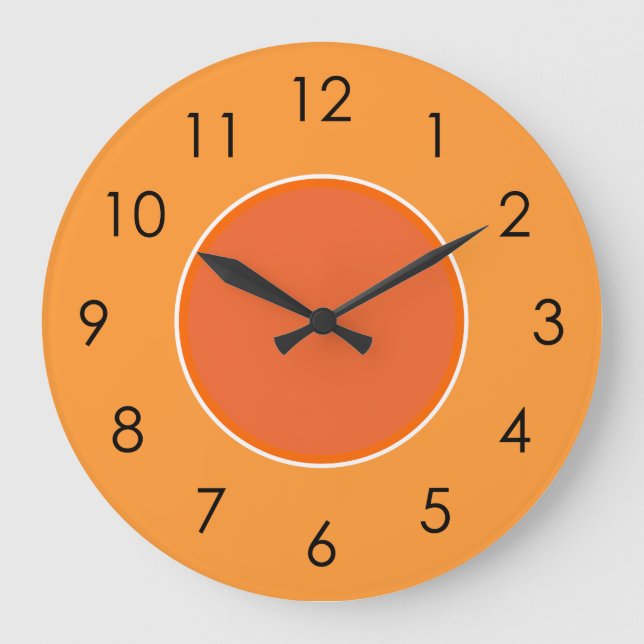 Orange clair et foncé Grand nombre noir Horloge (Recto)