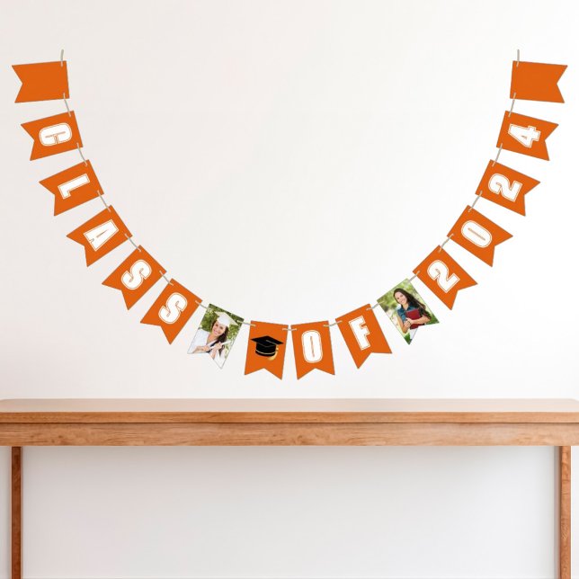 Orange Class of 2024 Graduate Photo Graduation Bunting Flags (Creator Uploaded)