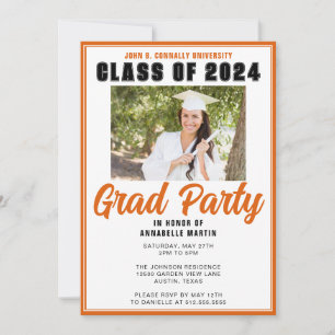 Orange Class of 2025 Photo Modern Graduation Party Invitation