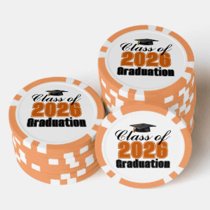 Orange Class of 2026 Graduation Party Poker Chips