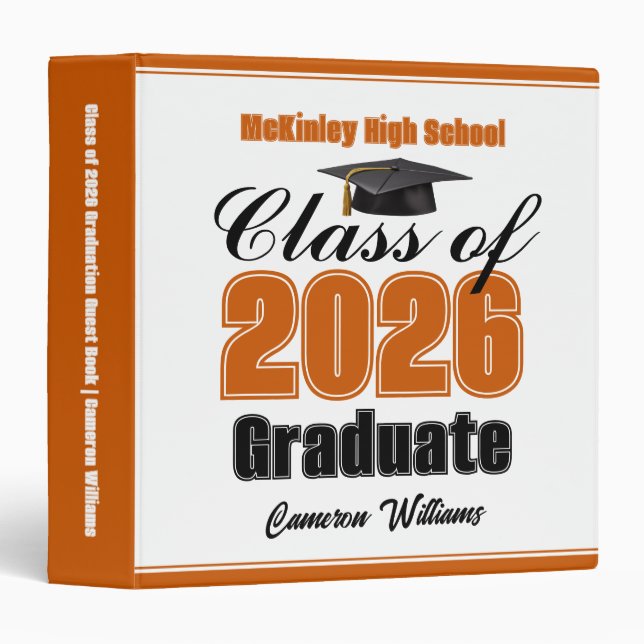 Orange Class of 2026 Graduation Photo Album Binder (Front/Spine)