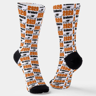 Orange Class of 2026 Graduation Socks