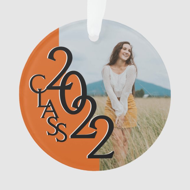 Orange Classe 2022 Diplôme Photo Ornament (devant)