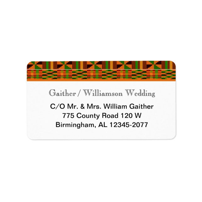 Orange Classic Kente RSVP Étiquettes de retour (Devant)