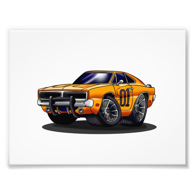 Orange Classic muscle car   - Choose back colour Photo Print (Front)