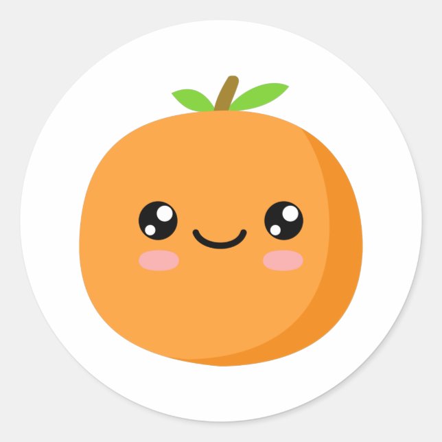 Orange Classic Round Sticker (Front)