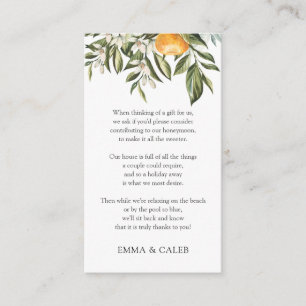 Orange Clementine Honeymoon Wish Fund Enclosure Card