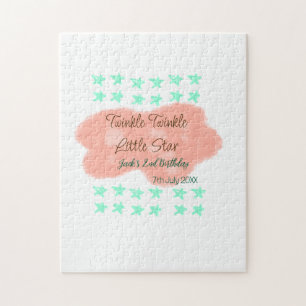 Orange clouds twinkle twinkle little stars green  jigsaw puzzle