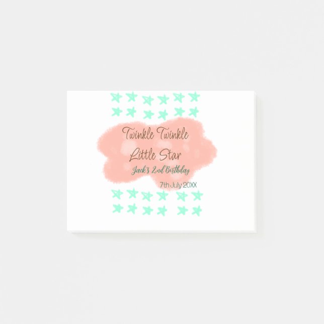 Orange clouds twinkle twinkle little stars green  post-it notes (Front)