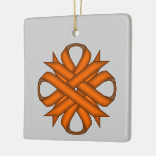Orange Clover Ribbon by Kenneth Yoncich Ceramic Ornament