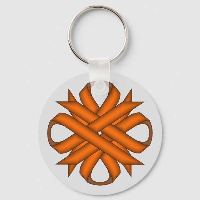 Orange Clover Ribbon by Kenneth Yoncich Keychain (Front)