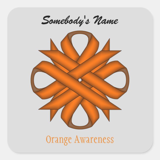 Orange Clover Ribbon by Kenneth Yoncich Square Sticker (Front)