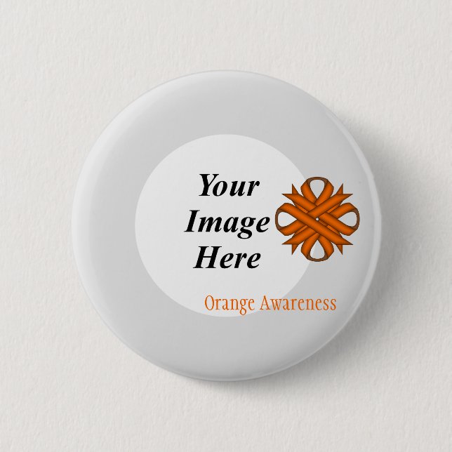 Orange Clover Ribbon Template by Kenneth Yoncich 2 Inch Round Button (Front)