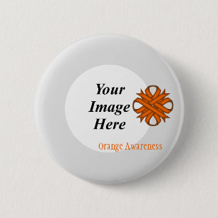 Orange Clover Ribbon Template by Kenneth Yoncich 2 Inch Round Button