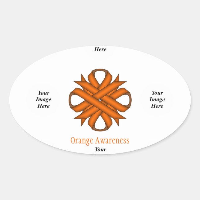 Orange Clover Ribbon Template by Kenneth Yoncich Oval Sticker (Front)