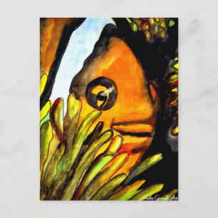 Orange Clown Fish watercolor original art painting Postcard