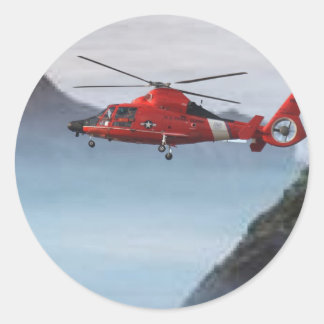 Orange Coast Guard Helicopter Classic Round Sticker