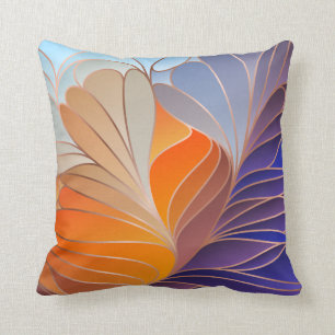 Orange, Cobalt Blue,  Aqua New Art Nouveau Throw P Pillow