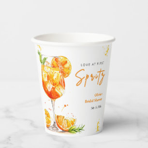 Orange Cocktail Love at First Spritz Bridal Shower Paper Cups