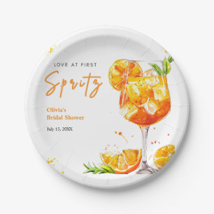 Orange Cocktail Love at First Spritz Bridal Shower Paper Plate