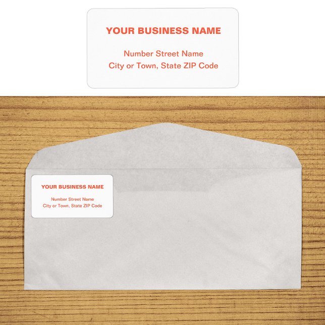 Orange Color Plain Textes Étiquette de adresse pro (Business address label in orange plain text)
