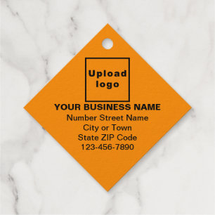 Orange Colour Business Brand on Diamond Shape Favour Tags